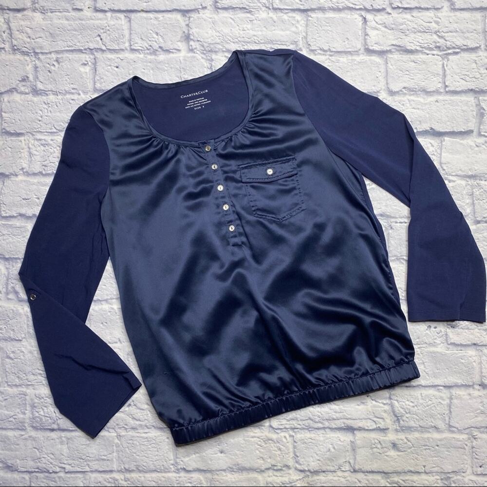 Charter Club Long Sleeve/Blouse in Navy